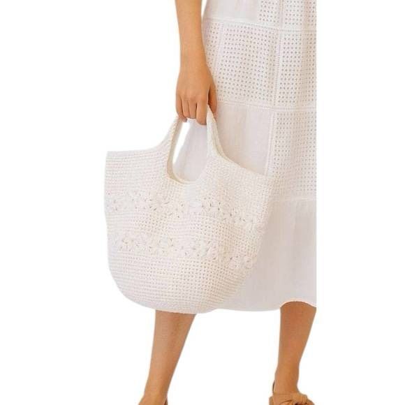 Guadalupe South Africa Tote Bag Purse White Raffia Beach Coastal Boho Artsy NWT